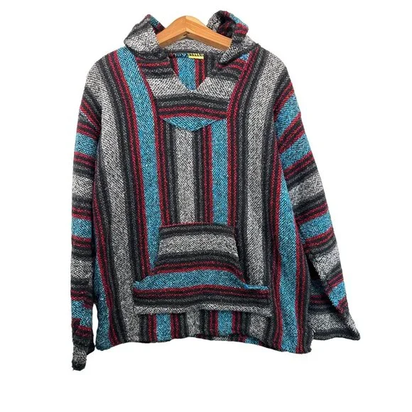 Canyon Creek Baja Hoodie L/XL Drug Rug Rasta Pullover Sweatshirt Mexican Beachy - Picture 1 of 9